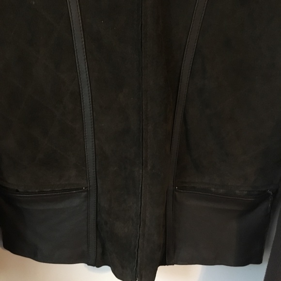 Escapade brown suede and leather zip up sweater - Picture 4 of 7